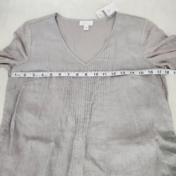 NWT J.Jill Love Linen 100% Linen Grey Pintuck Tunic 3/4 Sleeve Top SZ XS/P - Picture 9 of 13